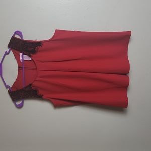 Candie's Red and Black Lace Zip Back Tank Top